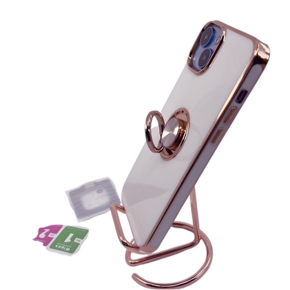 Elegant White and Gold Phone Case with Ring Holder - Picture 1 of 5